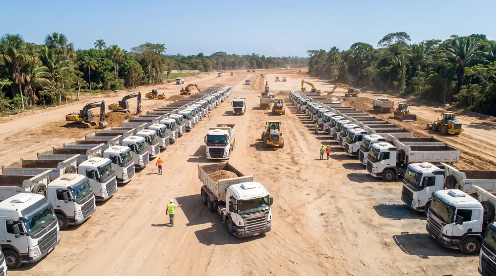 Frota operacional em obra