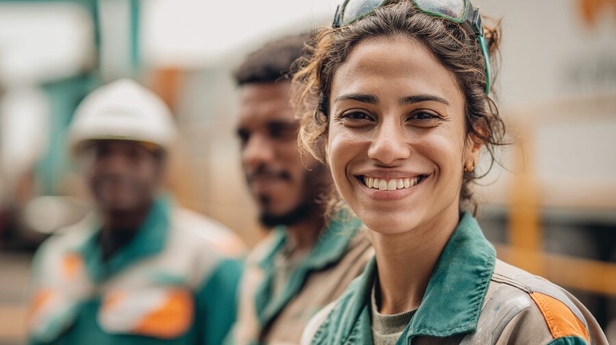 Colaboradora da Gondim sorrindo em campo