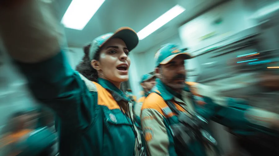 Técnicos da Gondim analisando painel de operação